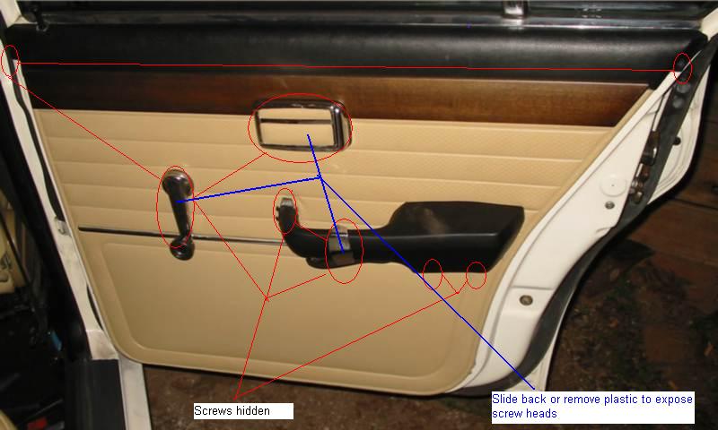 E12 Door trim removal Screw points